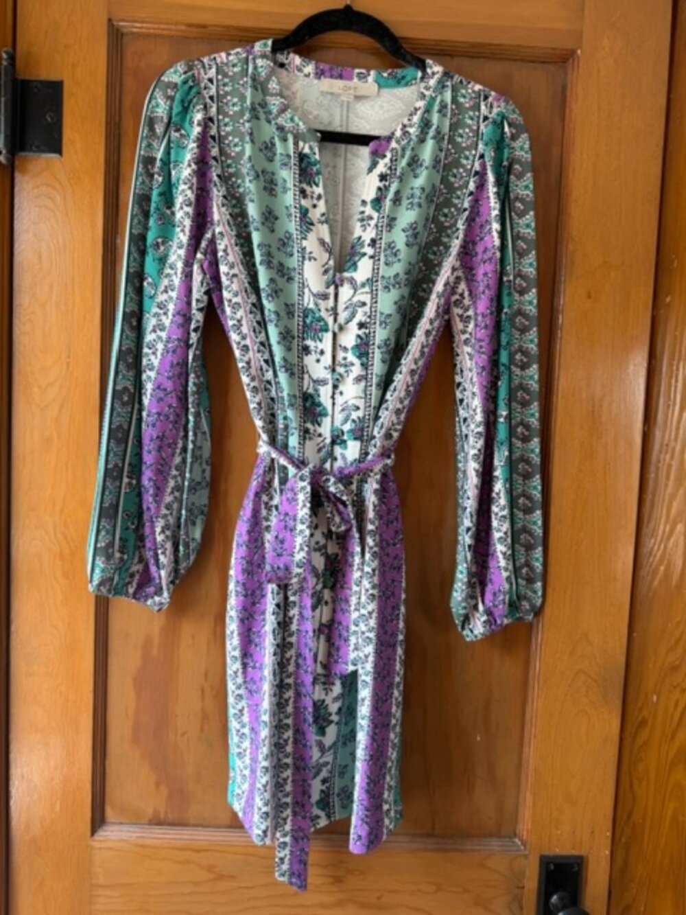 LOFT Floral Patchwork Tie-Waist Mini Dress | Size 6 Petite (NWOT)